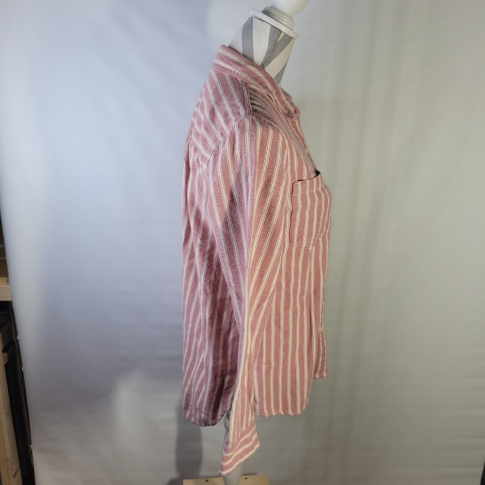 Womans Madewell Flannel 100% Cotton Button Front LS Shirt Size Small Stripe - Picture 5 of 11